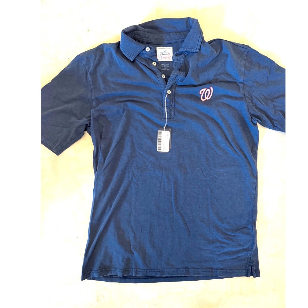 Johnnie-O Hangin Out Polo Shirt Navy Blue Washington Nationals MLB Mens Small